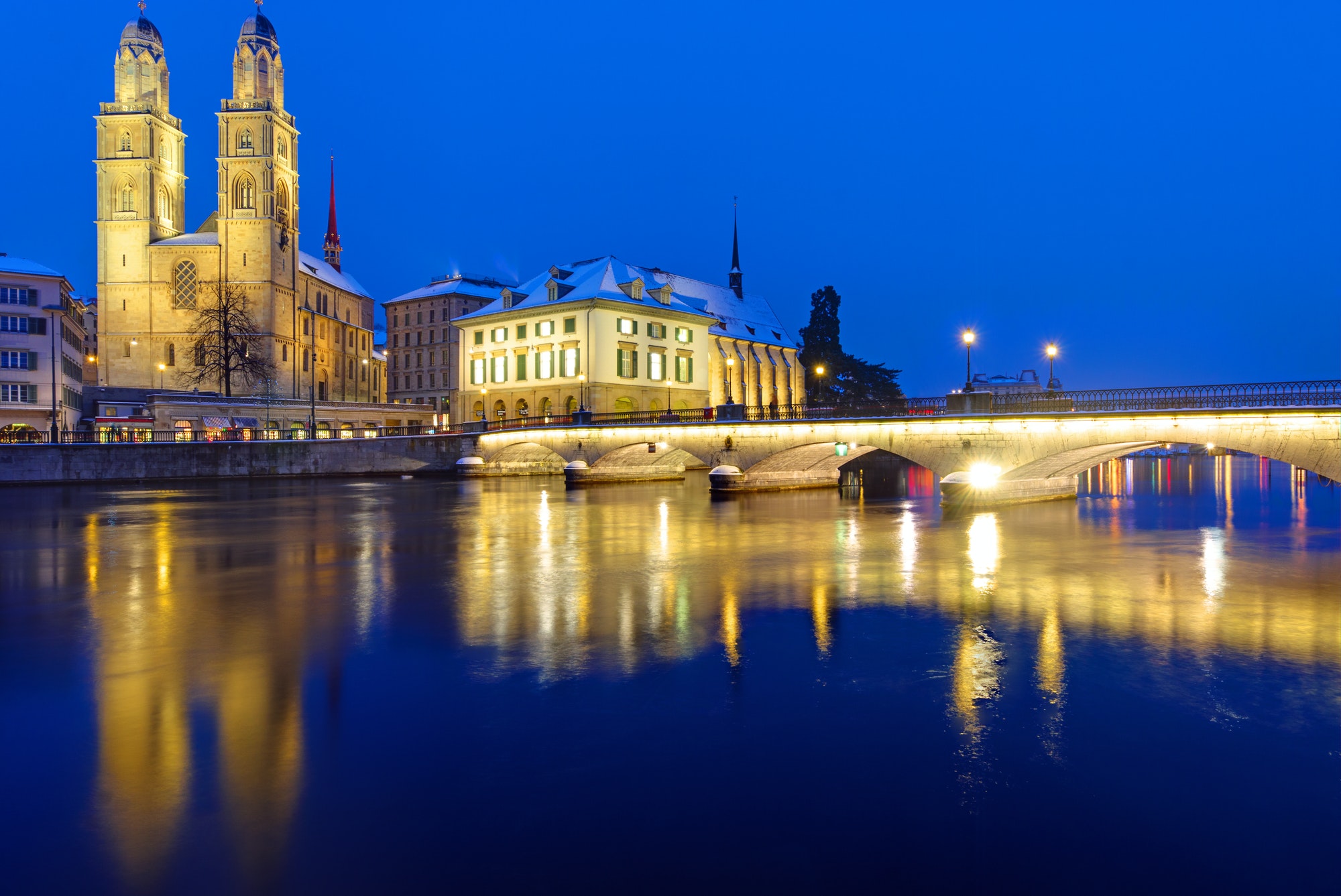 Bridge and Minster in Zurich