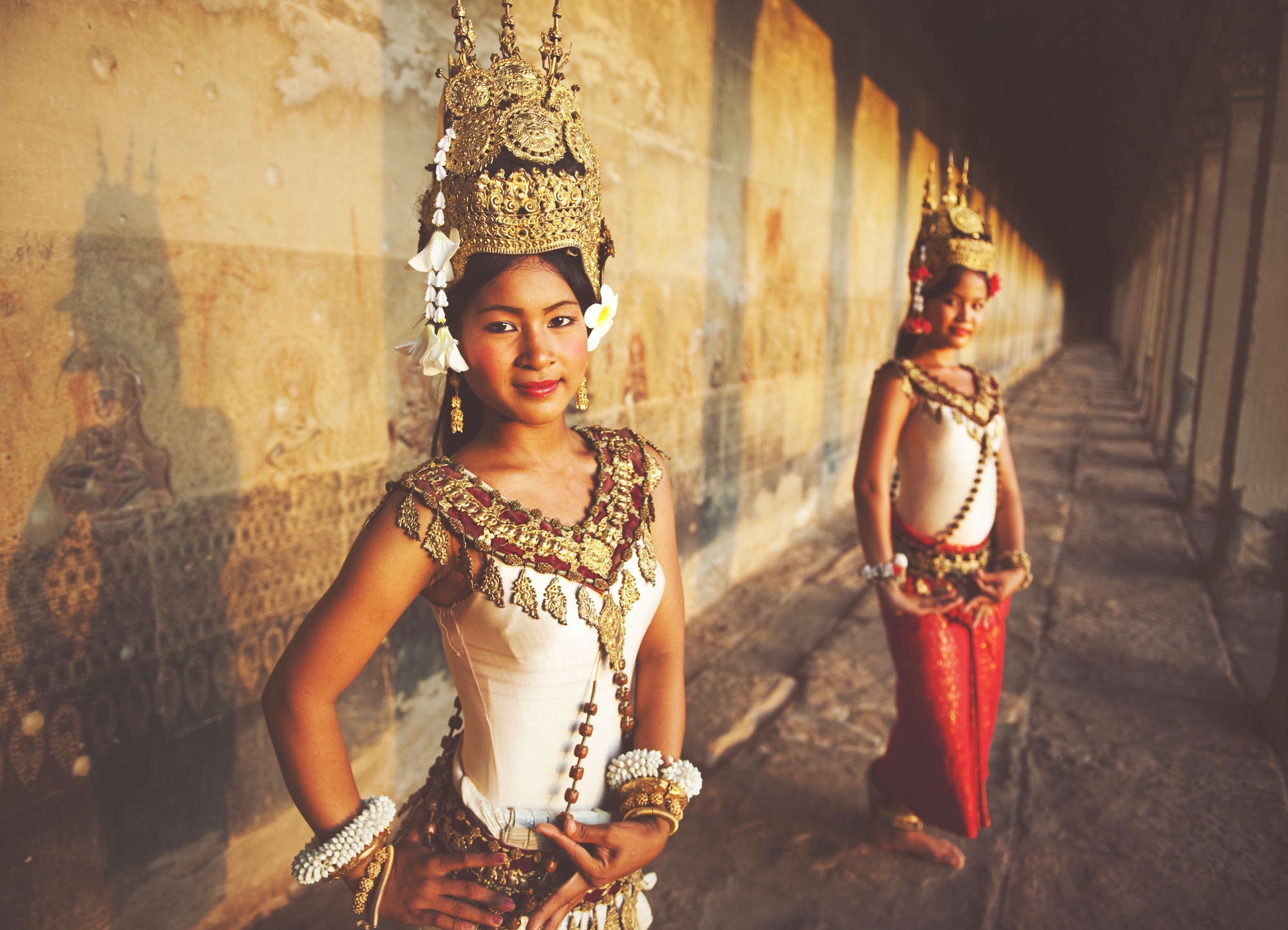 Traditional Aspara Dancers Siem Reap Cambodia Concept